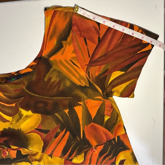 VTG Jams World African / Tropical Floral Dress M With Buttons, Pockets, and Slit - Picture 9 of 15